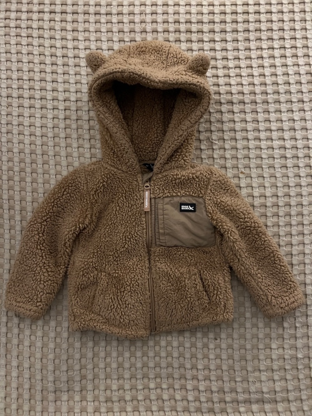 18 month Eddie Bauer Toddler Brown Teddy Fleece Hooded Jacket